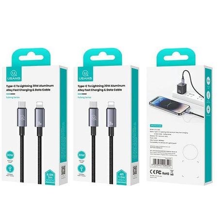 USAMS USB-C to Lightning Cable 30W 1.2m Fast Charging steel/tarnish SJ662USB01 (US-SJ662)