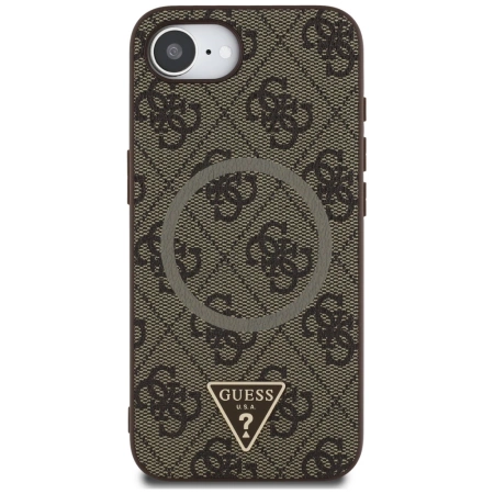 Guess 4G Ring Triangle Logo MagSafe iPhone 16e Hülle - Braun