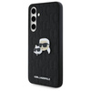 Original Handyhülle SAMSUNG GALAXY S24 FE Karl Lagerfeld Hardcase Monogram Karl&Choupette Head Pin (KLHCS24FEPGKLKCPK) schwarz