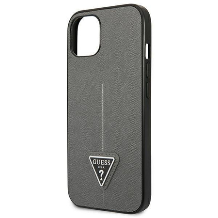 Oryginalne Etui IPHONE 13 MINI Guess Hardcase Saffianotriangle Logo (GUHCP13SPSATLG) srebrne
