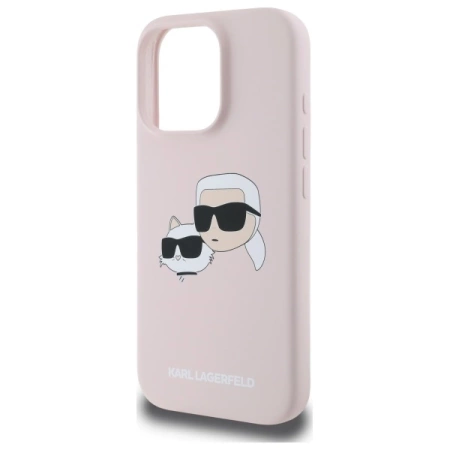 Etui Karl Lagerfeld Silicone nauble Heads Print MagSafe na iPhone 16 Pro - różowe