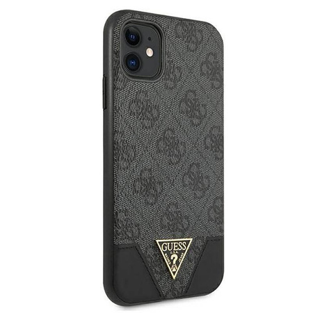 Guess nakładka do iPhone 11 GUHCN61PU4GHBK szara hard case 4G Triangle Collection