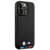 Oryginalne Etui IPHONE 14 PRO MAX BMW Leather Stamp Tricolor MagSafe (BMHMP14X22PTDK) czarne