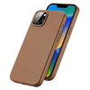 Dux Ducis Grit Leather Case for iPhone 14 Max Elegant Faux Leather Cover (MagSafe Compatible) Brown