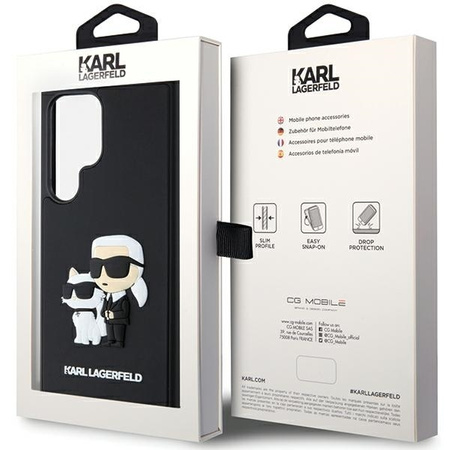 Oryginalne Etui KARL LAGERFELD hardcase 3D Rubber Karl&Choupette KLHCS24L3DRKCNK do Samsung Galaxy S24 Ultra czarny