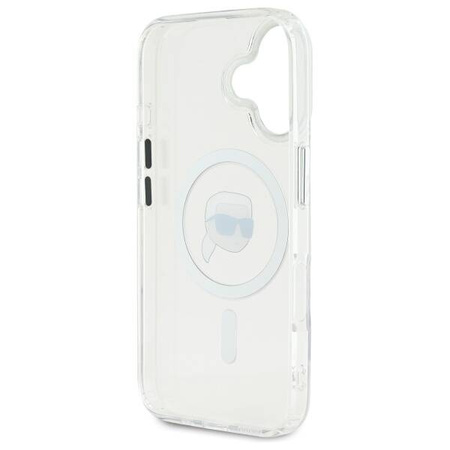 Karl Lagerfeld nakładka do iPhone 16 Plus 6,7" KLHMP16MHLSKIH biała Hardcase IML Metal Karl Head MagSafe