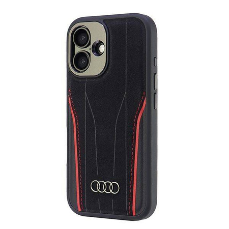 Audi nakładka Genuine Leather MagSafe do iPhone 16 6.1" czarno-czerwona