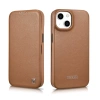 iCarer CE Premium Leather Folio Case skórzane etui iPhone 14 Plus z klapką magnetyczne MagSafe brązowy (WMI14220715-BN)