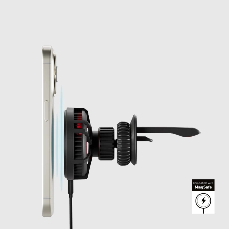 Smartphone-Halterung mit induktivem Ladegerät SBS TESUPFANWIR15W 15W für Lüftungsschlitze, mit Kühlung – Schwarz