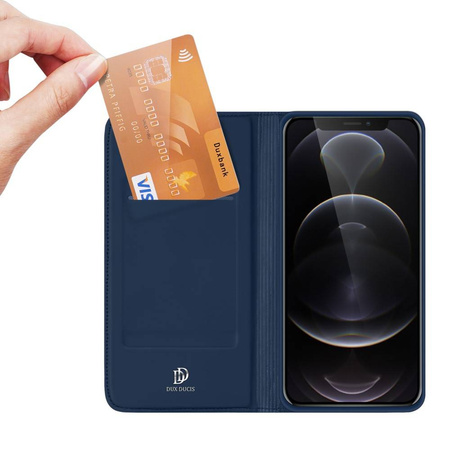 Etui IPHONE 13 PRO MAX z klapką Dux Ducis skórzane Skin Leather granatowe