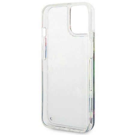 Etui IPHONE 14 PLUS Guess Hardcase Flower Liquid Glitter niebieskie