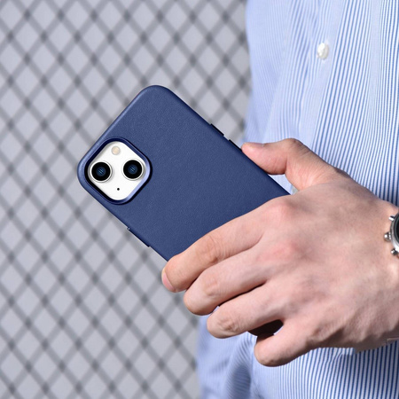 iCarer Case Leather genuine leather case for iPhone 14 blau (WMI14220705-BU) (MagSafe compatible)