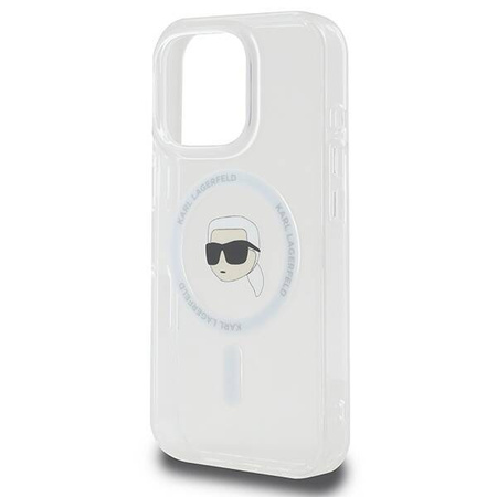 Karl Lagerfeld nakładka do iPhone 16 Pro 6,3&quot; KLHMP16LHLSKIH biała Hardcase IML Metal Karl Head MagSafe