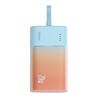 Powerbank Baseus Popsicle 5200mAh 20W z wbudowanym kablem Lightning (+ biały kabel Baseus Simple USB-C - USB-C 60W/20V/3A/30cm) - niebiesko-pomarańczowy