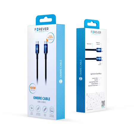 Forever kabel Ombre USB-C - USB-C 1,0 m 100W czarny