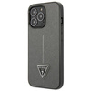 Original Handyhülle IPHONE 14 PRO Guess Hardcase Saffianotriangle Logo (GUHCP14LPSATLG) silber