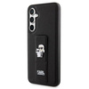 Karl Lagerfeld Gripstand Saffiano Karl&Choupette Pins Hülle für Samsung Galaxy S23 FE – Schwarz