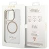 Original Case IPHONE 15 PRO MAX Guess Hard Case Metal Outline Magsafe gold