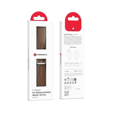 Pasek do Samsung Galaxy Watch Forcell F-Design FS21 skóra ekologiczna 22 mm brązowy