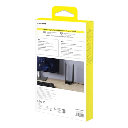 Baseus FastJoy B01317600111-05 1300 Mbit/s USB-Netzwerkkarte – Schwarz