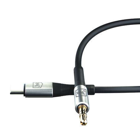 Kabel 3mk AUX minijack 3.5 mm / USB-C - srebrny