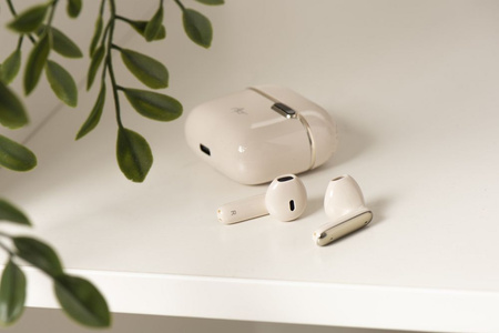 Słuchawki bezprzewodowe / bluetooth Stereo TWS ART AP-TW-B4W + stacja dokująca ze złączem typ C białe