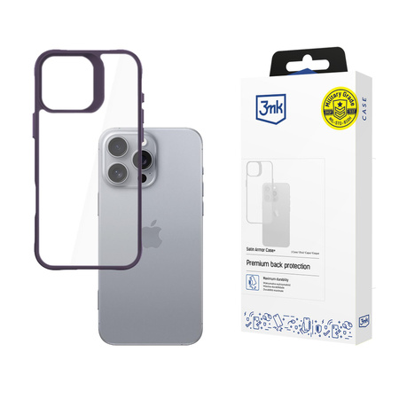 3MK SatinArmor+ Case iPhone 16 Pro Max 6.9" fioletowy/purple Military Grade