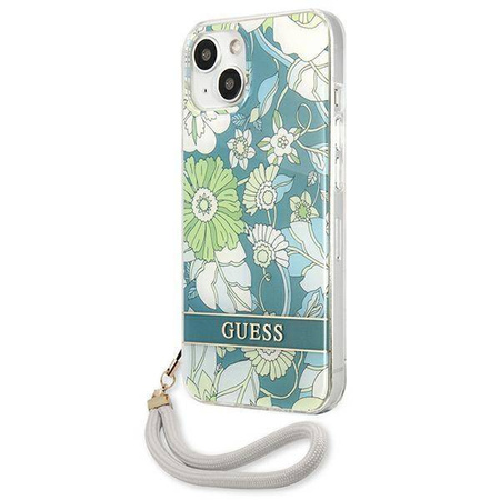 Schutzhülle IPHONE 13 MINI Guess Hardcase Flower Strap (GUHCP13SHFLSN) grün