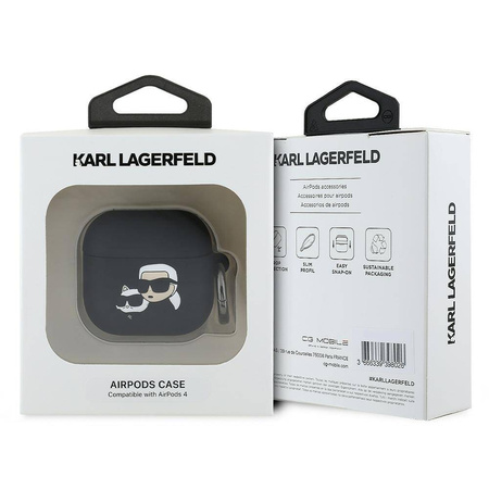 Case for APPLE AIRPODS 4 Karl Lagerfeld Silicone Karl&Chaupette Head 3D (KLA4RUNKCHK) black