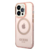 Guess Gold Outline Translucent MagSafe - Etui iPhone 14 Pro (różowy)