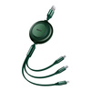 Baseus Bright Mirror 2 einziehbares Kabel 3in1 USB Typ A - Micro USB + Lightning + USB Typ C 3.5A 1.1m grün (CAMJ010006)