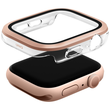 Etui UNIQ Voute do Apple Watch Series 10 46mm szkło hartowane różowo-złoty