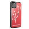 Karl Lagerfeld Double Layers Tempered Glass Glitter Signature Case -  Etui iPhone 11 Pro (czerwony)