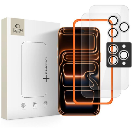 SZKŁO HARTOWANE TECH-PROTECT EASY SET+ 3-PACK IPHONE 16 PRO / 17 PRO CLEAR