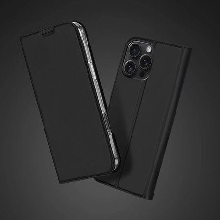 Etui Dux Ducis Skin Pro na iPhone 16 Pro Max z klapką i miejscem na kartę - czarne