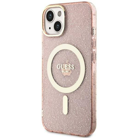 Guess GUHMP14MHCMCGP iPhone 14 Plus 6.7" pink/pink Hardcase Glitter Gold MagSafe