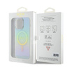 Oryginalne Etui APPLE IPHONE 15 PRO MAX Guess Hardcase IML Iridescent MagSafe (GUHMP15XHITSQ) turkusowe