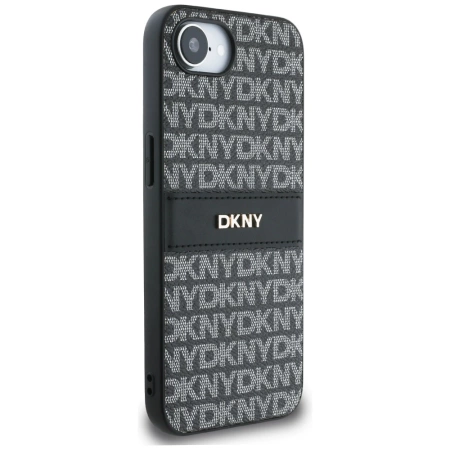 DKNY Repeat Texture Pattern with Tonal Stripe Hülle für iPhone 16e - Schwarz