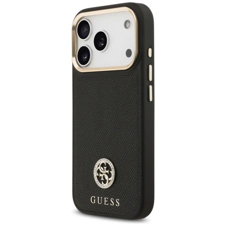 Guess Grained Strass Logo MagSafe Hülle für iPhone 17 Pro - Schwarz