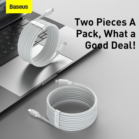 Baseus 2x kabel USB Typ C - Lightning szybkie ładowanie Power Delivery 20 W 1,5 m biały (TZCATLZJ-02)