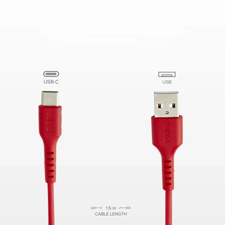 Kabel SBS TECABLEMICROC15R USB-A - USB-C 1,5 m - czerwony