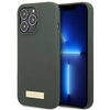 Original Case IPHONE 13 PRO MAX Guess Hard Case Silicone Logo Plate MagSafe (GUHMP13XSPLA) green