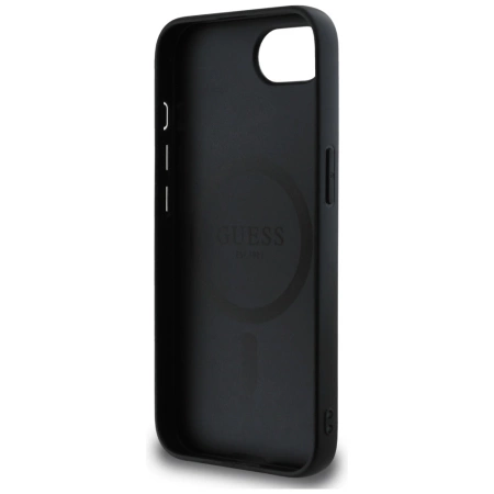Guess PU Grained Classic Logo Case mit MagSafe für iPhone 16e - Schwarz