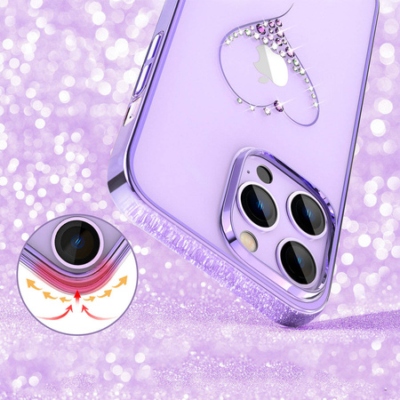 Kingxbar Wish Series case for iPhone 14 Plus decorated with crystals purple