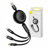 Baseus Bright Mirror 2 einziehbares Kabel 3in1 USB Typ A - micro USB + Lightning + USB Typ C 66W 1.1m schwarz (CAMJ010101)