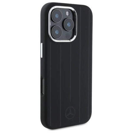 Original Case IPHONE 16 PRO Mercedes Hardcase Silicone Vertical Tonal Stripes MagSafe (MEHMP16L23SUVSK) black