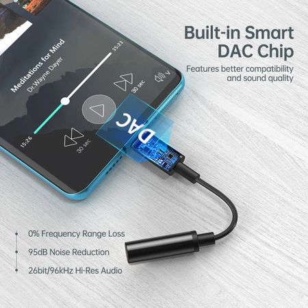Choetech AUX003 USB-C/DC 3,5 mm Audio-Adapter – Schwarz