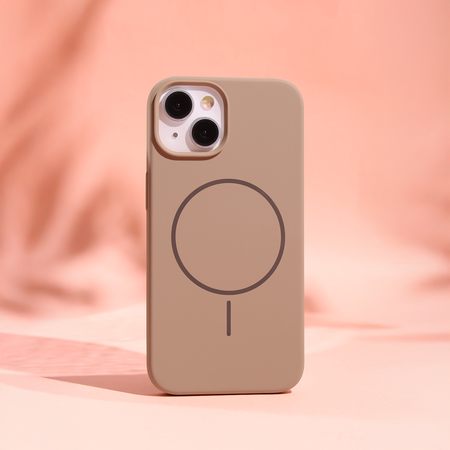 Nakładka Silicone Thin Mag do iPhone 14 6,1" brązowa