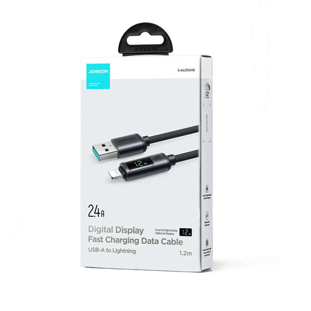 Lightning Kabel - USB A 2,4 A 1,2 m mit LED-Anzeige Joyroom S-AL012A16 - Schwarz