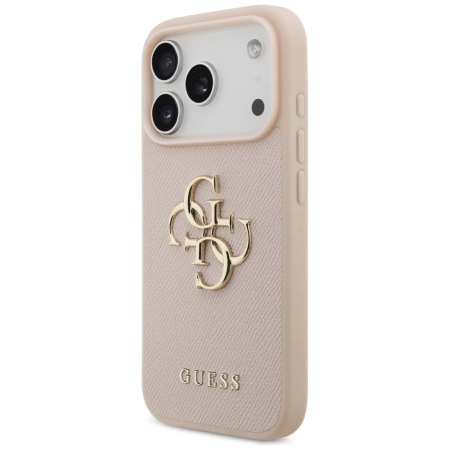Guess Grained Big 4G & Classic Logo iPhone 17 Pro Hülle - Rosa